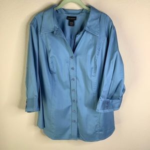 LANE BRYANT 3/4 SLEEVE BLUE SHIRT 22/24W  NWOT